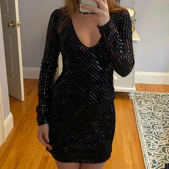 NWT Cosmopolitan Maya Long Sleeve Stretch Black Multi Minj Dress (Size XS) - Picture 5 of 6